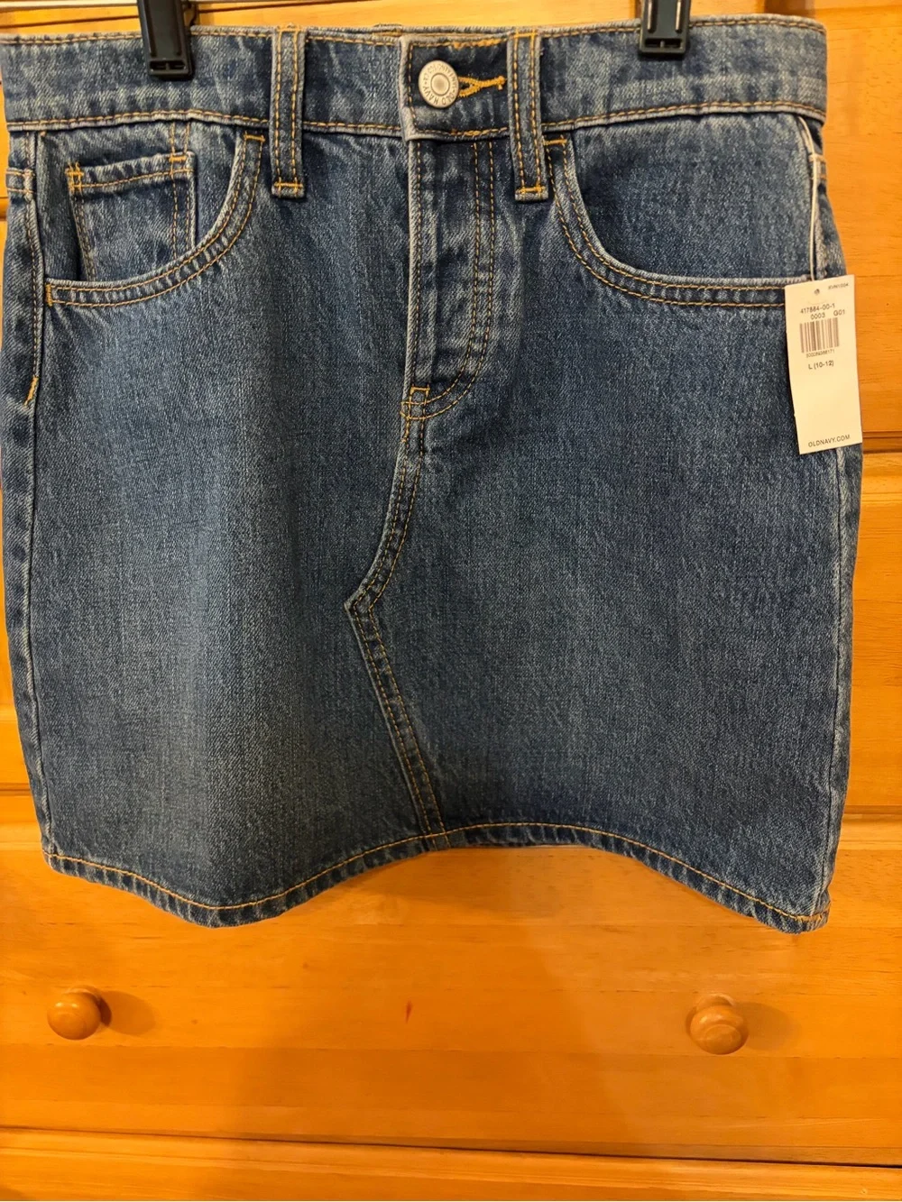 Old Navy Pristine Girl's Button Fly Blue Jean Skirt Size 10-12 New with Tags